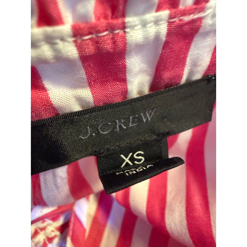 J.Crew Popover Top Stripe Pink White XS Cotton Blouse preppy dainty whimsy resor - Picture 8 of 8